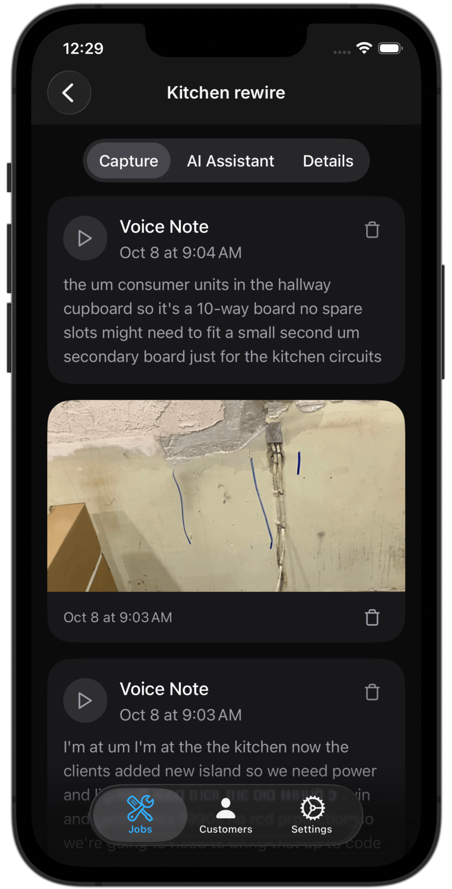 App screenshot - Job organization